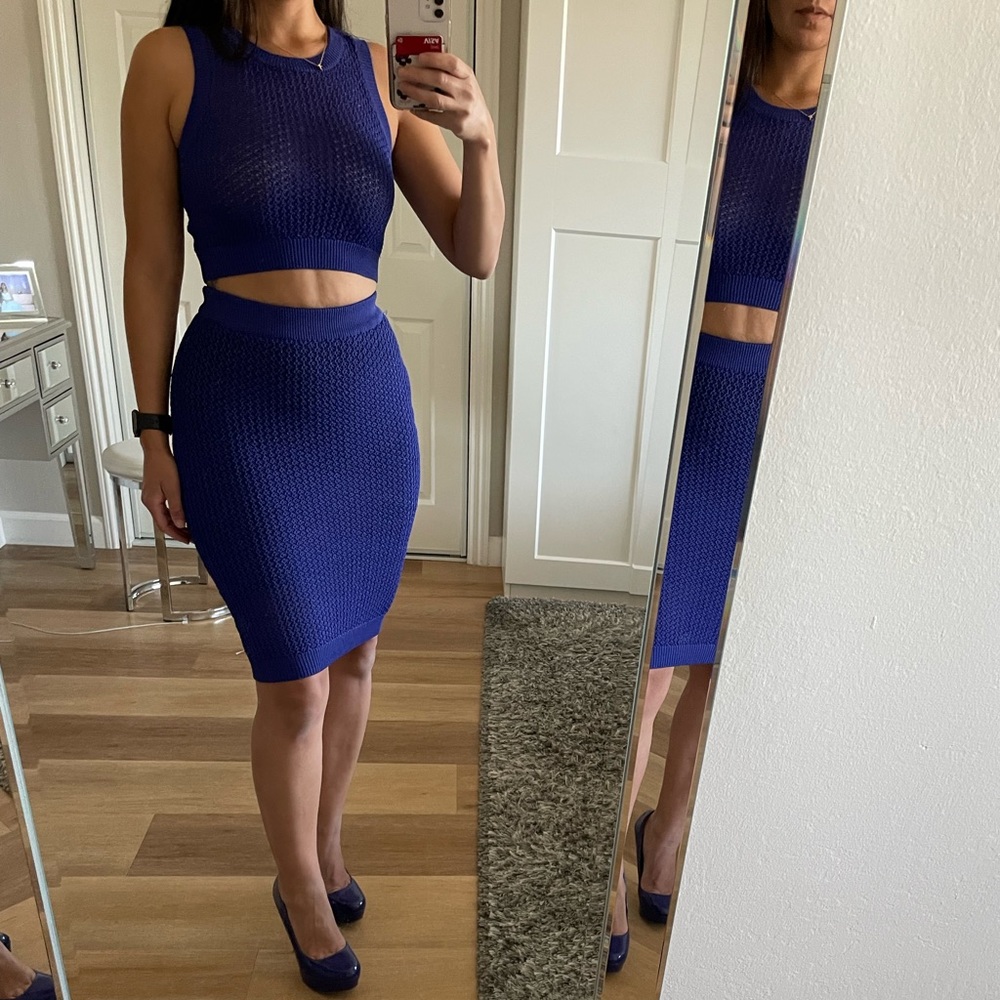 Bebe Crochet Midi Skirt